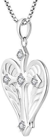 starchenie Love Heart Necklace 925 Sterling Silver Zirconia Crucifix Cross Pendant for Women
