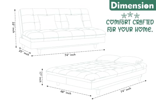 Image of Deco Studio Velvet Fabric Wooden Three-Seater Apsen Sofa Bed with Tufted Couch Sofa for- Living Room Furniture-Green-Color
