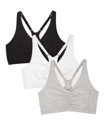 Fruit of The Loom Women's Adjustable Shirred Front Racerback Sports Bra, Multi Pack Options
