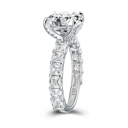 4.0ct Round Cut Engagement Ring for Women,Luxurious Half Eternity925 Sterling Silver Promise Ring for Wedding, Travel, Daily2