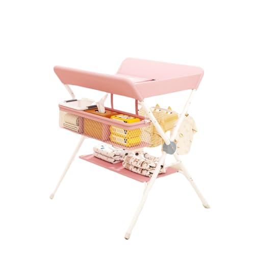 WXQおむつ交換台 ベビーケア 折おむつ交換台 キャスター付き移動 持ち運び 転 りたたみ式 おむつ交換台 ベビーケアステ サイドラック 収納棚 調整可能 大人の腰痛対策 安全ベルト付き 新生児 出産祝い ギフトーション ママの腰痛対策 新生児 安全ベルト