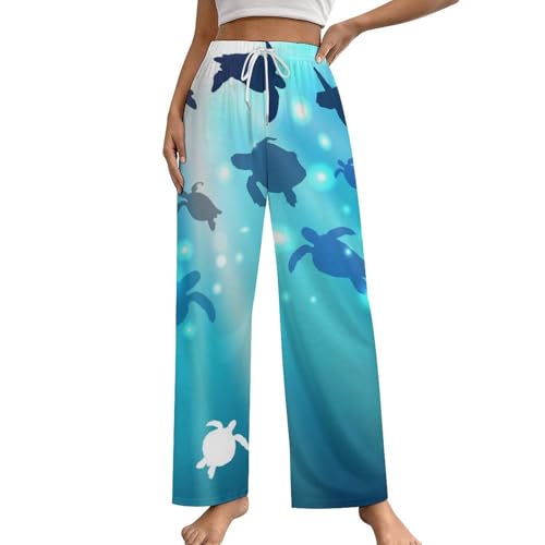 Pantalon de pyjama femme tortue de mer en taille S avec poches