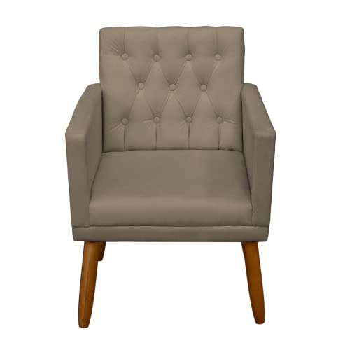 Poltrona Decorativa com Puff resistente moderno para sala de estar Recepção (Cappuccino)