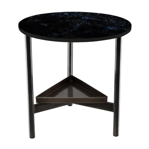 Image of Wakefit Malabar Coffee Table I Marble Finish I Vitrified Tile Top I Volga Blue