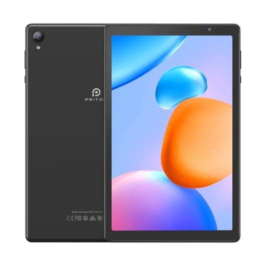 PRITOM Tablets 10 inch, TAB10 Android 14 Tablet, Quad-Core, WiFi, 32 GB, 6000mAh, HD IPS Display, Dual Camera, Bluetooth (Gray)