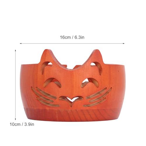 Image of Sunicon Cute Cat Yarn Bowl, New Yarn Bowls Yarn Storage Bowl Creative Wooden Handmade Round Woolen Bowl for DIY Knitting Crocheting Christmas Thanksgiving New Year's Gifts(16 * 16 * 10cm)