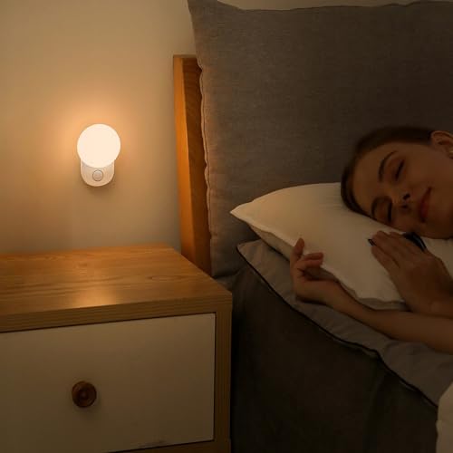 Image of Night Lights Plug into Wall 2 Pack, Plug in Night Light with Dusk-to-Dawn Light Sensor, 3000K Soft White 0.3W, LED Nightlight for Bathroom, Adult, Hallway(White)