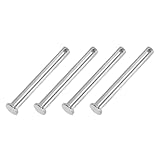 PATIKIL 8 x 75 mm Einzel-Loch-Clevis-Stifte, 4 Stück 304 Edelstahl Flachkopf-Stift für Hitch Pin Lock Link Scharnier-Systeme, Silber