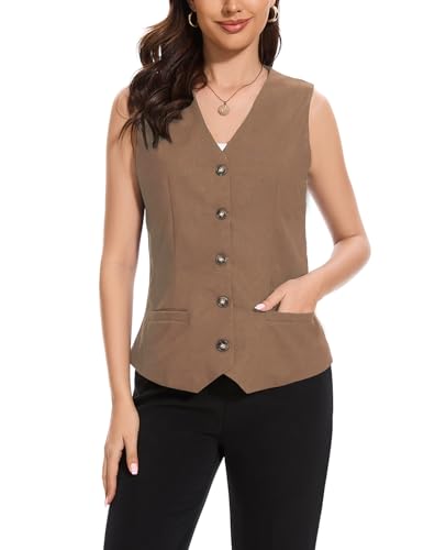 MINTLIMIT Vest for Women V Neck Lightweight Work Cropped Sleeveless Jacket Linen Vests Women2