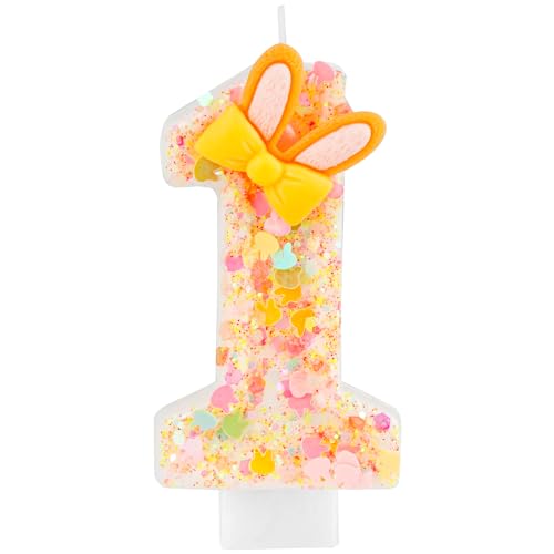 1st Birthday Candles for Girls, Cute Bunny Number Candles for Cake Topper Decorations for Girls Birthday Party Wedding Anniversary Celebration Supplies