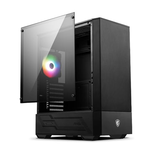 MSI MAG FORGE 110R Boitier PC Gaming Moyen Tour Noir, 1x Ventilateur 120mm ARGB, Panneau Latéral en Verre Trempé, ATX, mATX, mini-ITX