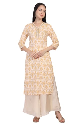 Kurta droite tunique indienne rayonne imprimée florale dentelle femme