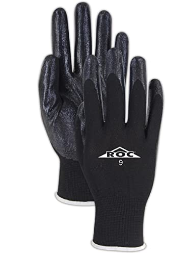 Magid Non-Slip Polyester Mechanic Work Gloves, 12 Pr, Lightweight Nitrile Coated, Size 9/L, Automotive, Reusable, 13-Gauge, Black (Gp161) #TOP15