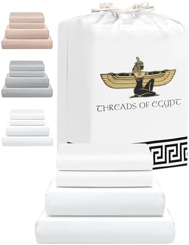100% Egyptian Cotton Sheets Queen Size | 400 Thread Count | CEA G...