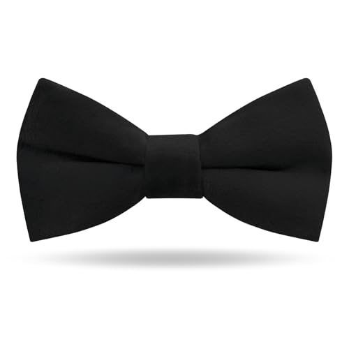 LJBFNN Velvet Bow Ties for Boys, Adjustable Pre-Tied Bow Tie Solid Color Bowtie for Kids Toddler Child Wedding Party School (Black)