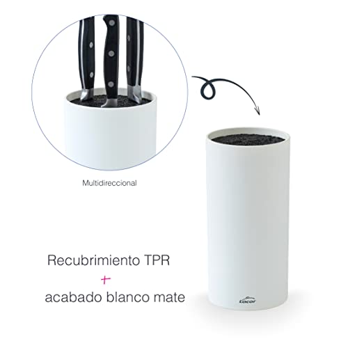 Miniatura 2 de Lacor - 39037 - Taco De Cuchillos White, Bloque Universal Para Cuchillos, Multidireccional, Color Blanco Mate, Ø11cm, Altura 22cm, Apto Para Lavavajillas.