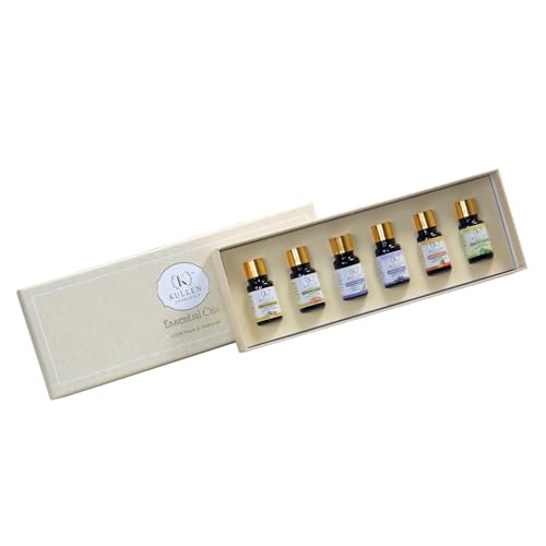 Image of Kullen Essential Oil Set | Gift Set Box of 6 Essential Oil | Ginger, Lavender, Rosemary, Orange, peppermint, frankincense | Pack of 6 100% Pure and Natural Essential Oil.