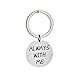 HIUYOO Porte Clé pour Couple Always with Me Ronde Tag Porte Clés en Acier Inoxydable Argent