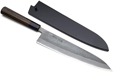 Yoshihiro Kurouchi Black-Forged Blue Steel Stainless Clad Gyuto Chefs Knife (9.5'' (240mm) & Saya)