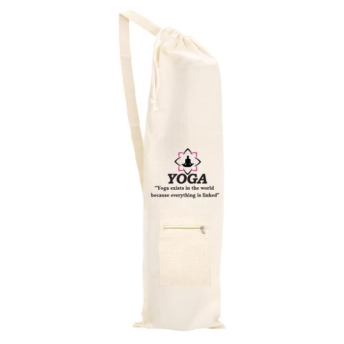 Yoga Mat Bag Yoga Exists in the World Because Everything is Linked Cotton Carry Bag Zip Pocket Drawstring and Strap for Yoga Mat Stylish Printed Symbols Meditation Lightweight Bag-image-17