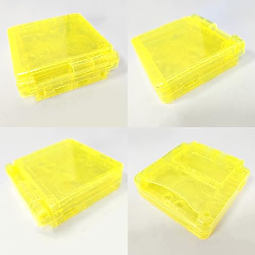 Image of Hzxkqmil Replacement Full Shell Case Kit for Gameboy Advance SP Console | Custom Transparent Housing DIY Clear Cover with Buttons Screws Repair Parts + Screwdrivers Tools for GBA SP (Clear Yellow)