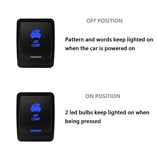 Image of 12V Blue Air Compressor Push Button Switch for Nissan Qashqai Pathfinder R52 Navara NP300 X-Trail T32 Console Switch Replace, with Wiring Connector (30 mm x 23 mm)