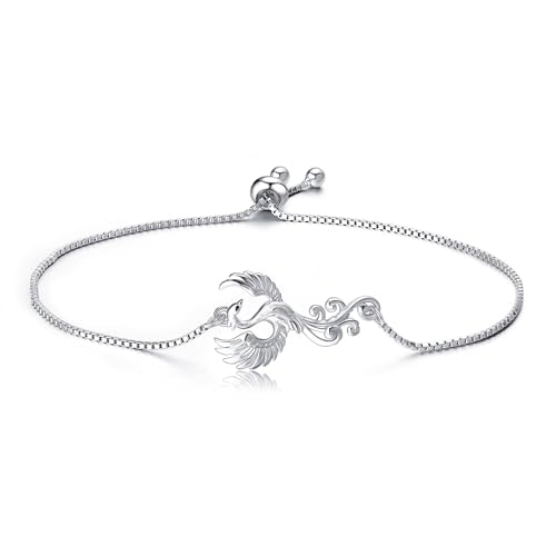 YAFEINI Phoenix Bracelet 925 Sterling Silver Bird Phoenix Charm Jewelry for Women