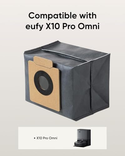Image of eufy X10 Pro Omni Robot Vacuum and Mop Combo, 8,000 Pa Suction, Dual Mops with 12 mm Auto-Lift and Carpet Detection + Official Dust Bags(6 Packs)