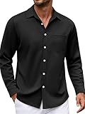 Men Shirt Men Button Placket Shirt Men Classic Solid Color Longsleeve T-Shirt Men Slim Fit Lapels Fashion Shirt Men Casual Shirt F-Black 4XL
