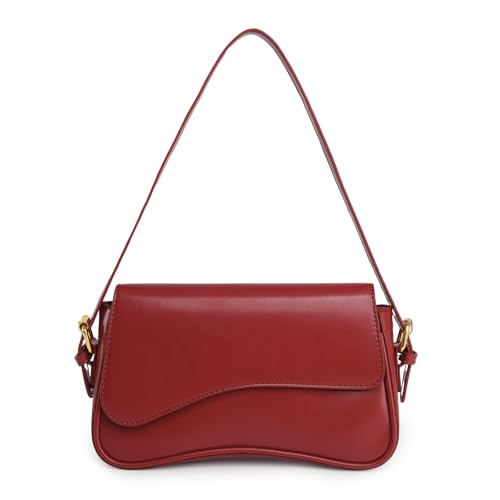 A-Red PU Leather Tote Bag with 2 Removable Straps and Zipper Closure - Women's Crossbody Clutch Handbag