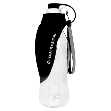 Image of Cawypety Dog Water Bottle for On The Go - Portable Pet Water Bottle for Dog Cat Outdoor Walking Hiking Travel (Leaf Black, 580ml)