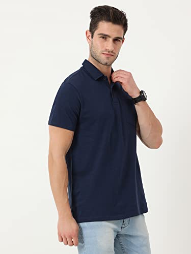 Image of ECOLINE Clothing Mens Cotton Solid Polo Neck Half Sleeve Pocket T-Shirt