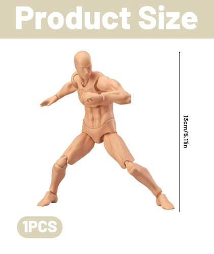 Image of Action Figure Toys, Movable Action Figure for Artists, Drawing Model with Articulated Joints, Skin Tone Male Figure for Painting Photography and Display