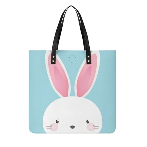 Sac shopping oreilles de lapin blanc pour femme grand tote bag de voyage 39x39cm