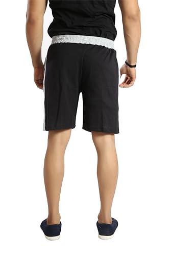Image of Particle Men's Plus Size Big Size Bermuda Shorts | 230 GSM Ribbed Cotton Half Pant for Men with Deep Side Pockets | Sizes XL-5XL (34-52 Inch Waist)