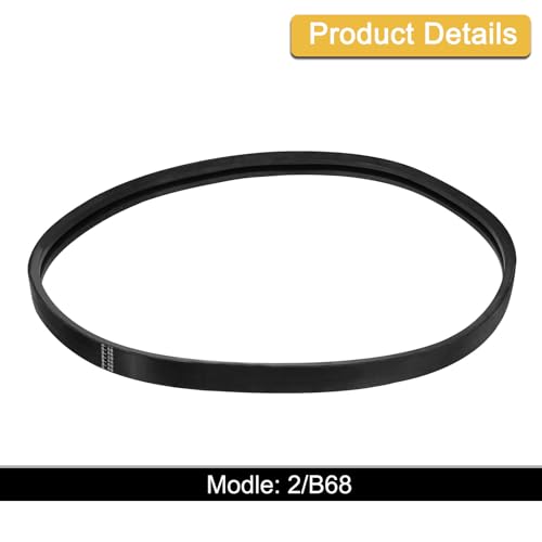 Image of uxcell 2 /B68 Classic Wrapped 2 Banded /2 Ribs V-Belt, 71 inch Outside Circumference Wrapped Industrial B Profile Rubber V-Belt for Industrial Machinery Equipment, Black