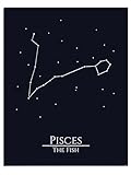 Zodiac Wall Art – Pisces Constellation Poster 11x14, Astrology Wall Art Print in Midnight Black – Pisces Zodiac Sign Gift for Women or Men, Celestial Bedroom or Office Decor, Unframed