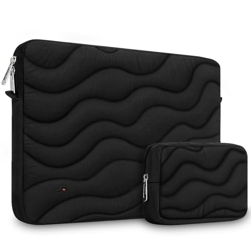 MOSISO Pokrowiec ochronny na laptopa 360 33.0–35.6 cm, 33.8 cm, kompatybilny z MacBook Air 33.0 cm, MacBook Pro 13/14, pikowana torba na komputer z małym etui, czarny