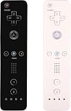 AUFGLO Pack de 2 manettes Wii - Télécommande Wii avec étui en silicone et dragonne (noir+blanc)