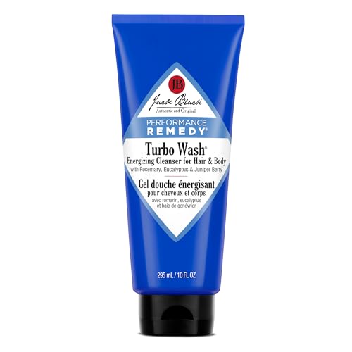 Jack Black Turbo Wash Energizing Body & Hair Cleanser 10 Fl Oz Rosemary Eucalyptus & Juniper Berry Mens Body Wash Mens Shampoo Skin Care Hair Care Dual-Purpose Body Wash Men SulfateFree