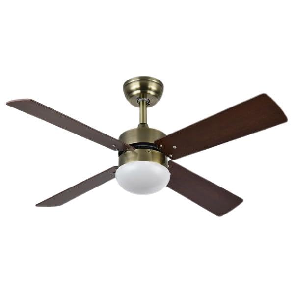 Brightium Ventilador DC 4 Aspas Reversible, Acabado en Cuero, Control Remoto, Temporizador, Ideal para Climatización y Decoración de Interiores.