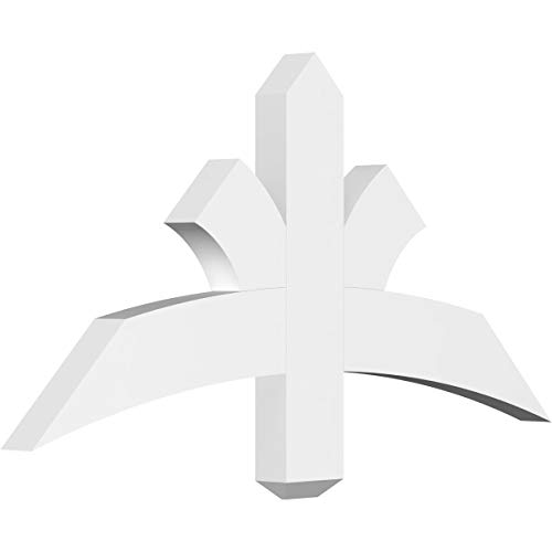 Ekena Millwork GBP036X18X0204DAV00 Davenport Architectural Grade PVC Gable Brackets 36"W x 18"H x 2"D x 4"F, 12/12 Pitch