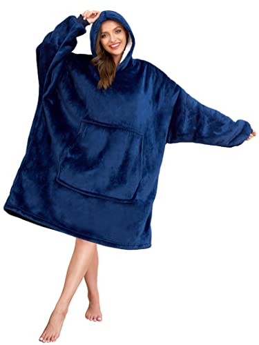 Gentlewarm Oversized Blanket Hoodie, Wearable Blanket, Soft Sherpa Fleece Snuggle Hoodie Adult, Warm Throw Sweatshirt Robe for Women Men Teens