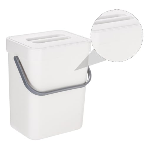 Papelera de pared con tapa y gancho colgante blanca miniatura 3
