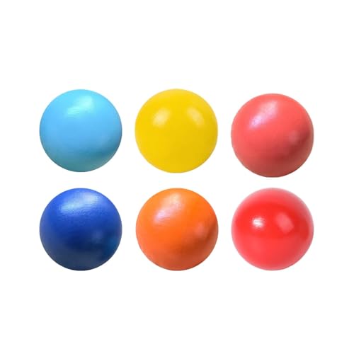 MagiDeal 6 Stück Regenbogenbälle aus Holz, Zählspielzeug, Zuordnungsspiele, 4,5 cm, Bunte Lernmaterialien, Farberkennung für Kinder