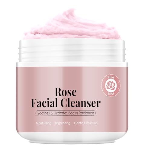 Rose Rice Mochi Face Cleanser Wash Cream,Moisturizing,Deep-Cleansing,Oil Control,Makeup Cleansing Balm for Women for All Skin Types(5.29oz)