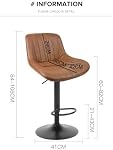 Duramex (TM) Ensemble de 2 Tabouret de bar réglable en hauteur de couleur noire marron et repose-pieds haut 360 Tourneaux 24 à 33 inch Base avec protection du sol dur en plastique