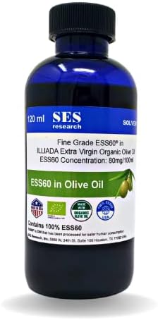 SES Research Fine Grade C60-120 ML Organic Extra Virgin Olive Oil - 99.99% Highest Purity Carbon 60-Anti-Aging-Boost Energy - Nootropics Antioxidant Supplement-Better Sleep-Focus-Longevity-Immunity