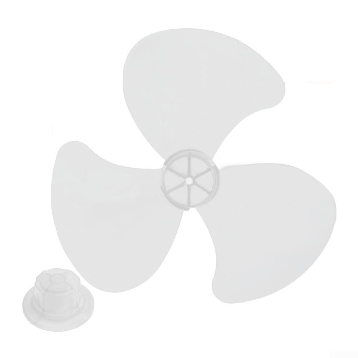 16-inch Three-Blade Transparent Low Noise Plastic Fan Blade, High Temperature Resistance, Lightweight Replacement Blades with Nut Cap for Floor, Table and Electric Fans, White