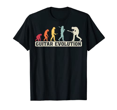 Los amantes de la guitarra Retro Vintage Guitarrista Evolution Camiseta